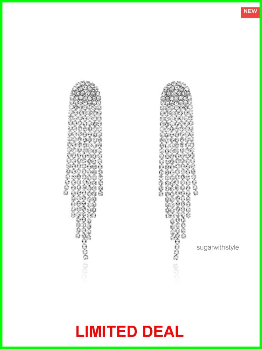 Rhinestone Dangle Earrings Chandelier Tassel Drop Cubic Zirconia Women
